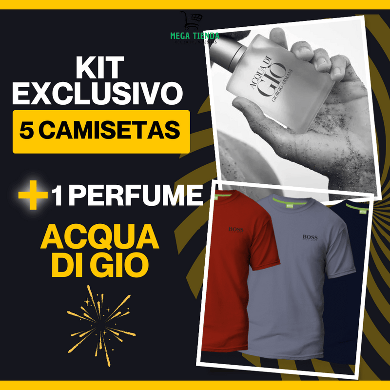 Kit de 5 camisetas Hugo Boss + Perfume Giorgio Armani™️