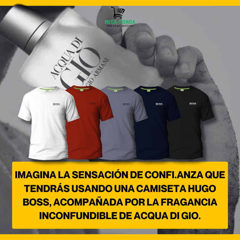 Kit de 5 camisetas Hugo Boss + Perfume Giorgio Armani™️